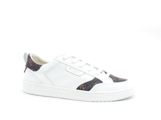 GUESS Sneaker Uomo Printed Loghi White Brown Ocra FM5CERLEA12 - Sandrini Calzature e Abbigliamento