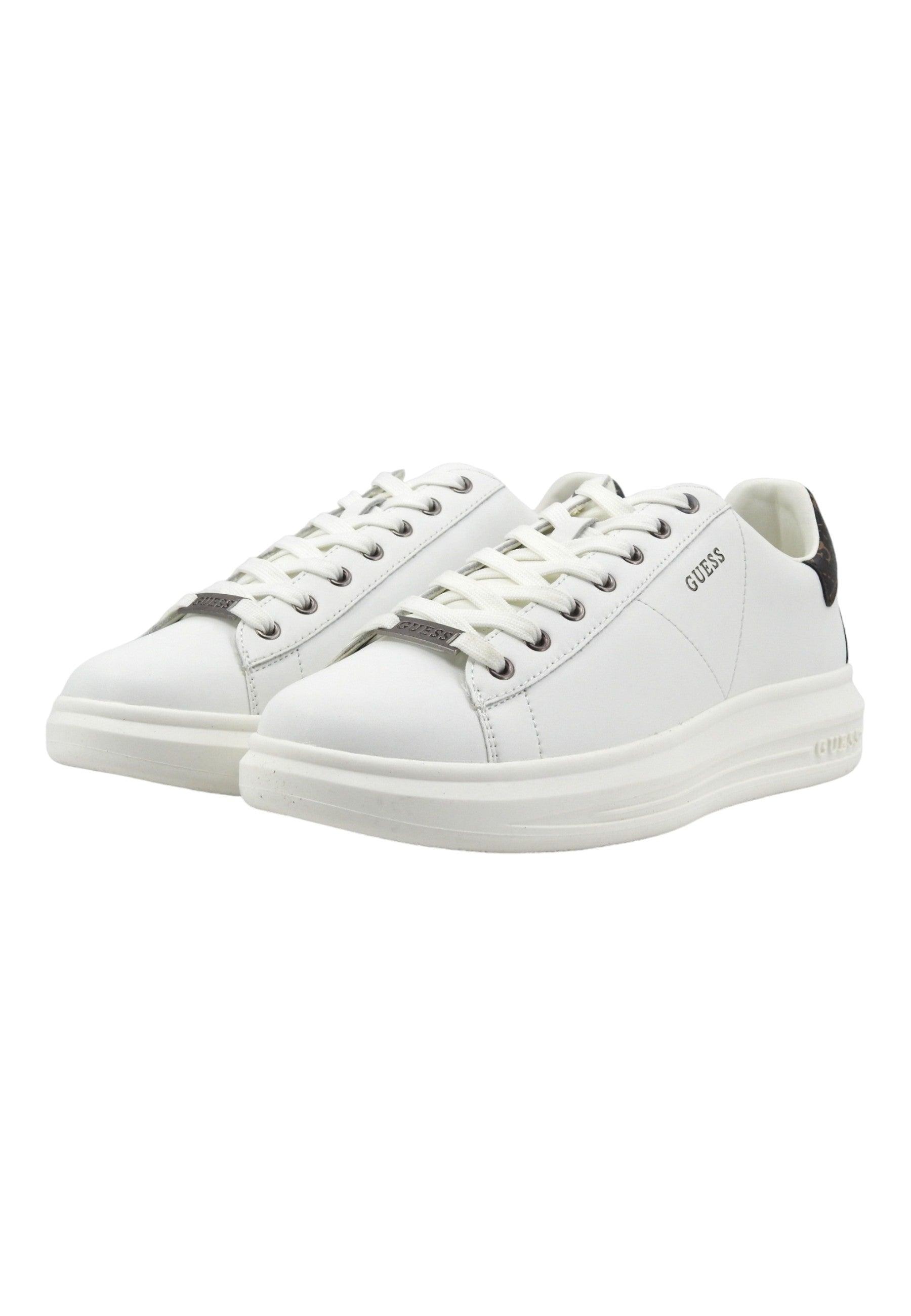GUESS Sneaker Uomo White Brown Ochre FM8VIBFAP12 - Sandrini Calzature e Abbigliamento