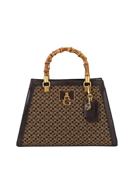 GUESS Stephi Borsa Satchel Brown Logo JK787508 - Sandrini Calzature e Abbigliamento