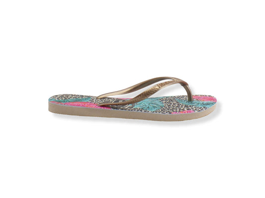 HAVAIANAS Slim Animal Floral Infradito Donna Beige Multicolor 4144235 - Sandrini Calzature e Abbigliamento