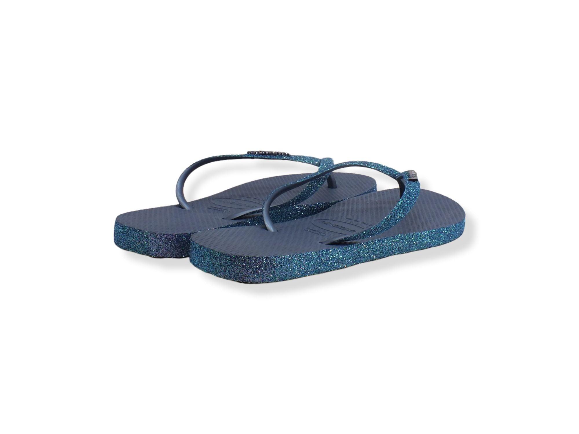 HAVAIANAS Slim Sparkle II Infradito Donna Glitter Ingido Blue 4146937 - Sandrini Calzature e Abbigliamento