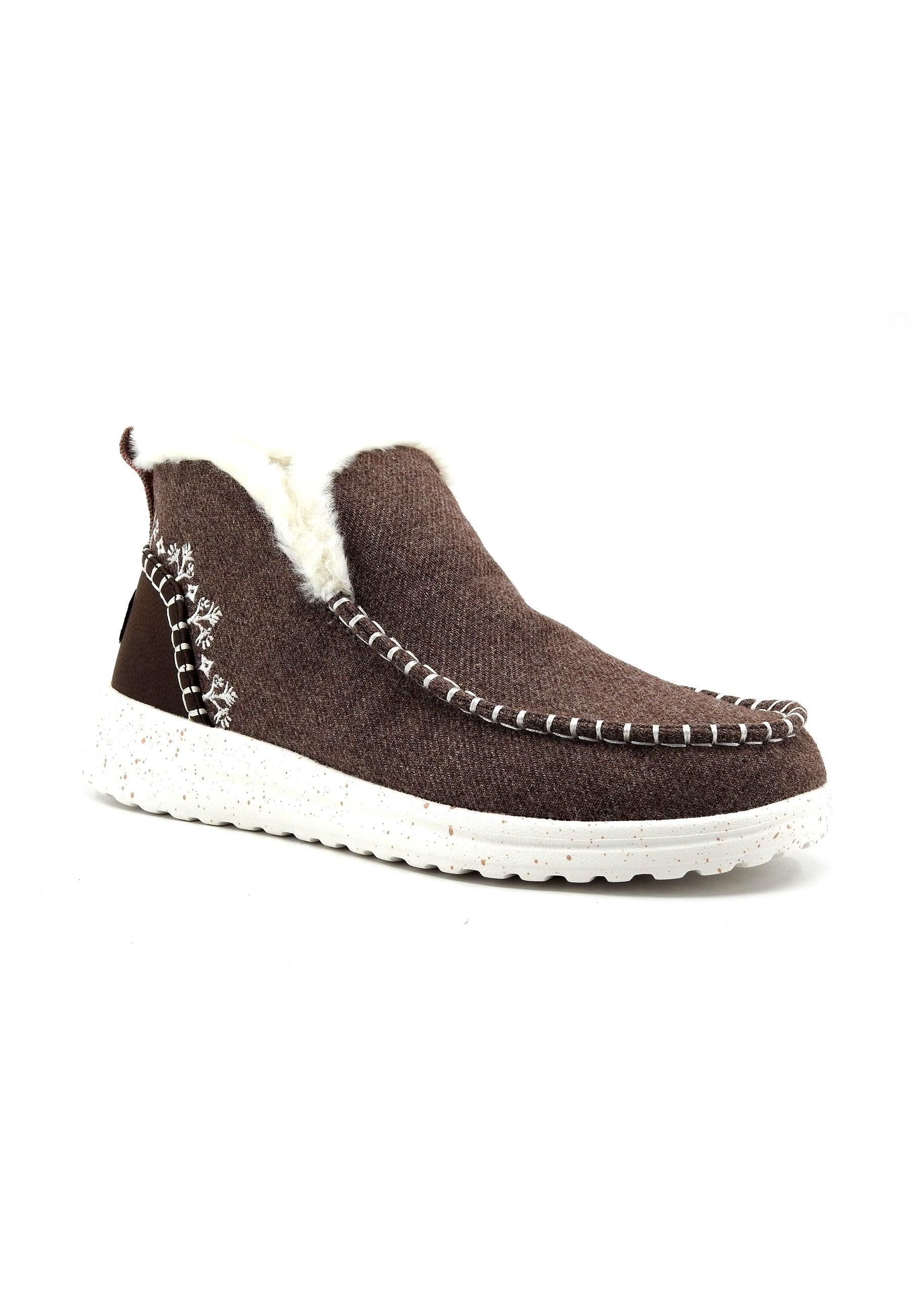 HEY DUDE Denny Stivaletto Polacco Pelo Donna Walnut Marrone 40208-267 - Sandrini Calzature e Abbigliamento