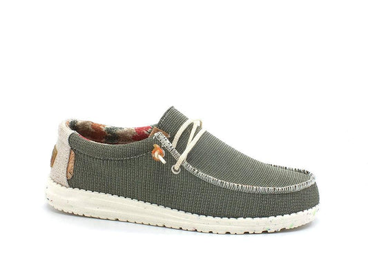 HEY DUDE Wally Eco Scarpa Vela Tex Verde Sox Algae 112478354 - Sandrini Calzature e Abbigliamento