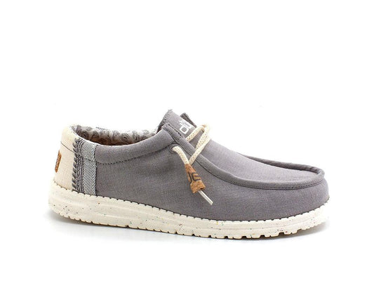 HEY DUDE Wally Linen Scarpa Vela Tela Natural Gray 110793297 - Sandrini Calzature e Abbigliamento