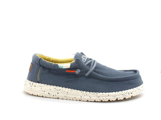 HEY DUDE Wally Washed Scarpa Vela Blu Stone Giallo 111522134 - Sandrini Calzature e Abbigliamento