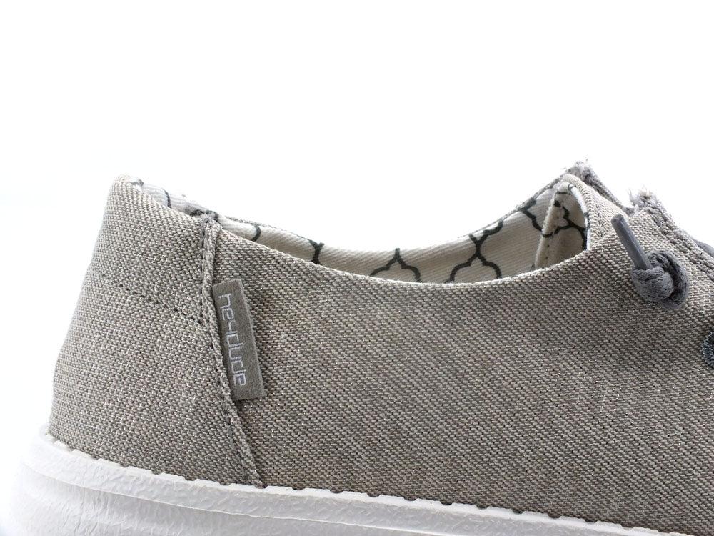 HEY DUDE Wendy Scarpa Vela Glitter Sparkling Pearl Grey 121413312 - Sandrini Calzature e Abbigliamento