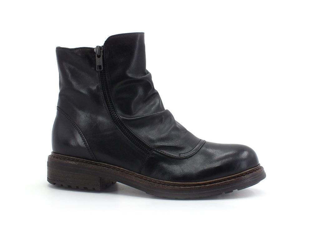 JIUDIT Polacco Stivaletto Pelle Arricciata Nero I2027 - Sandrini Calzature e Abbigliamento