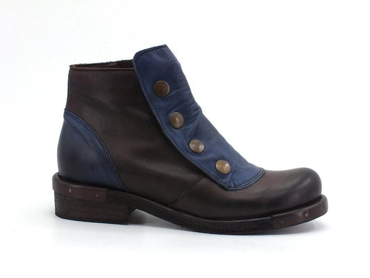 JIUDIT Polacco Stivaletto Pelle Bottoni Bicolor Testa di Moro Blu 1420/FC - Sandrini Calzature e Abbigliamento