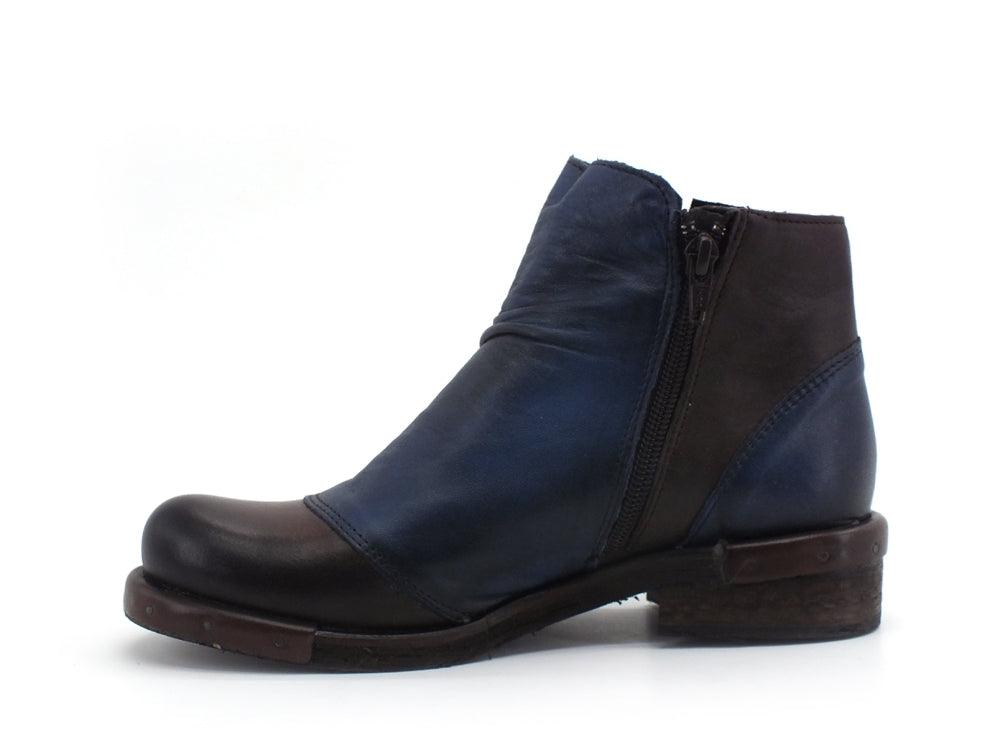 JIUDIT Polacco Stivaletto Pelle Bottoni Bicolor Testa di Moro Blu 1420/FC - Sandrini Calzature e Abbigliamento