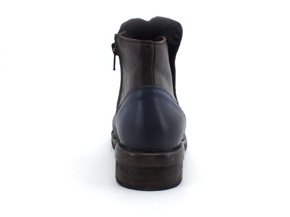 JIUDIT Polacco Stivaletto Pelle Bottoni Bicolor Testa di Moro Blu 1420/FC - Sandrini Calzature e Abbigliamento