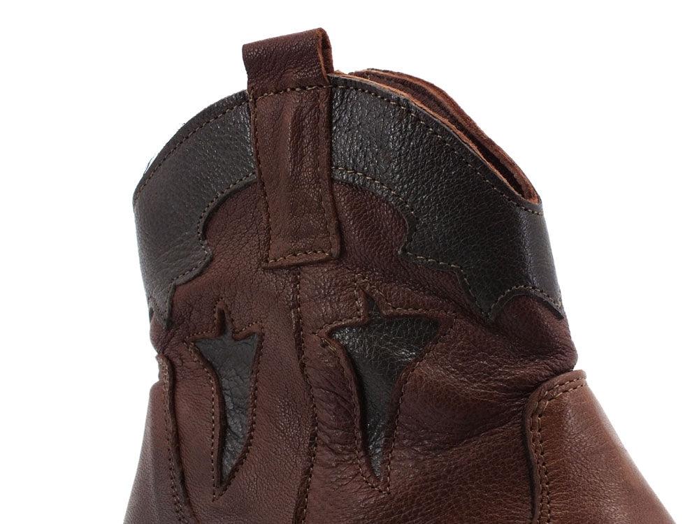 JIUDIT Stivaletto Texano Pelle Testa Di Moro Cuoio 877 - Sandrini Calzature e Abbigliamento