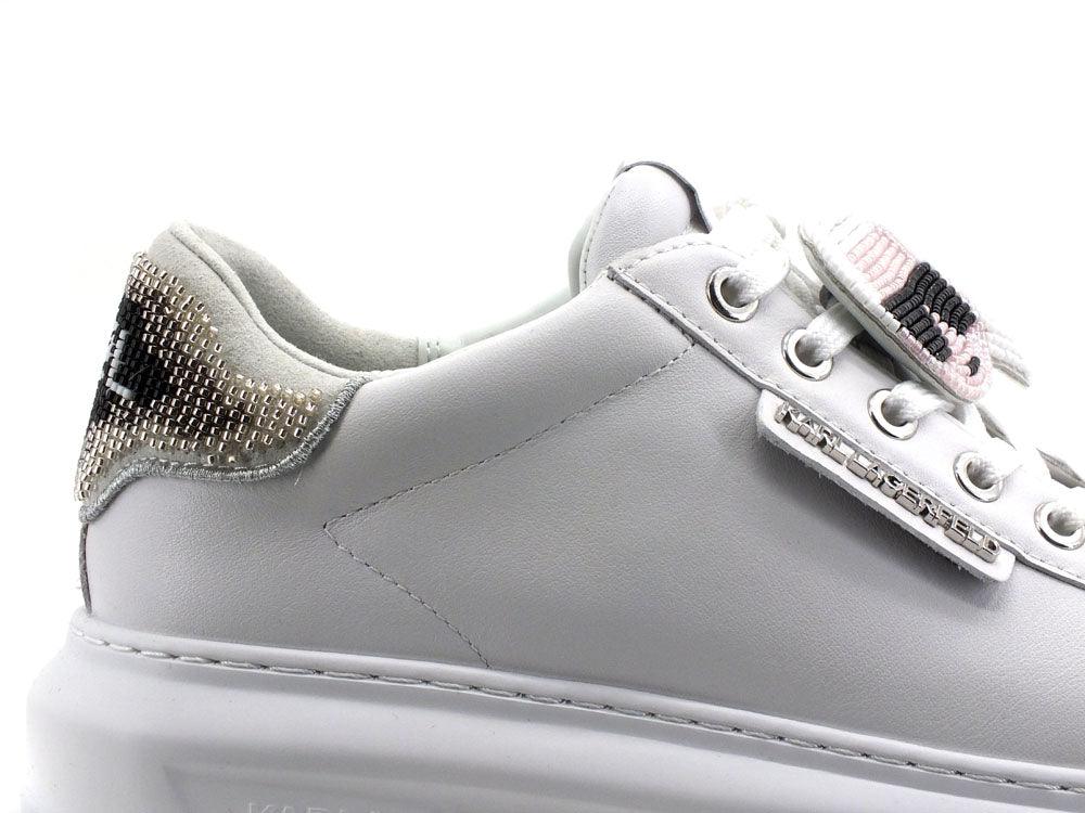 KARL LAGERFELD Kapri Ikon Twin Bead Sneaker Glitter White Silver KL62576A - Sandrini Calzature e Abbigliamento