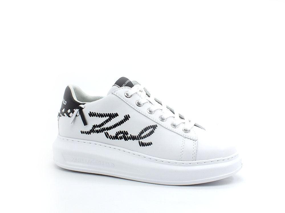 KARL LAGERFELD Kapri Whipstitch Lo Lace Sneaker White Black KL62572 - Sandrini Calzature e Abbigliamento