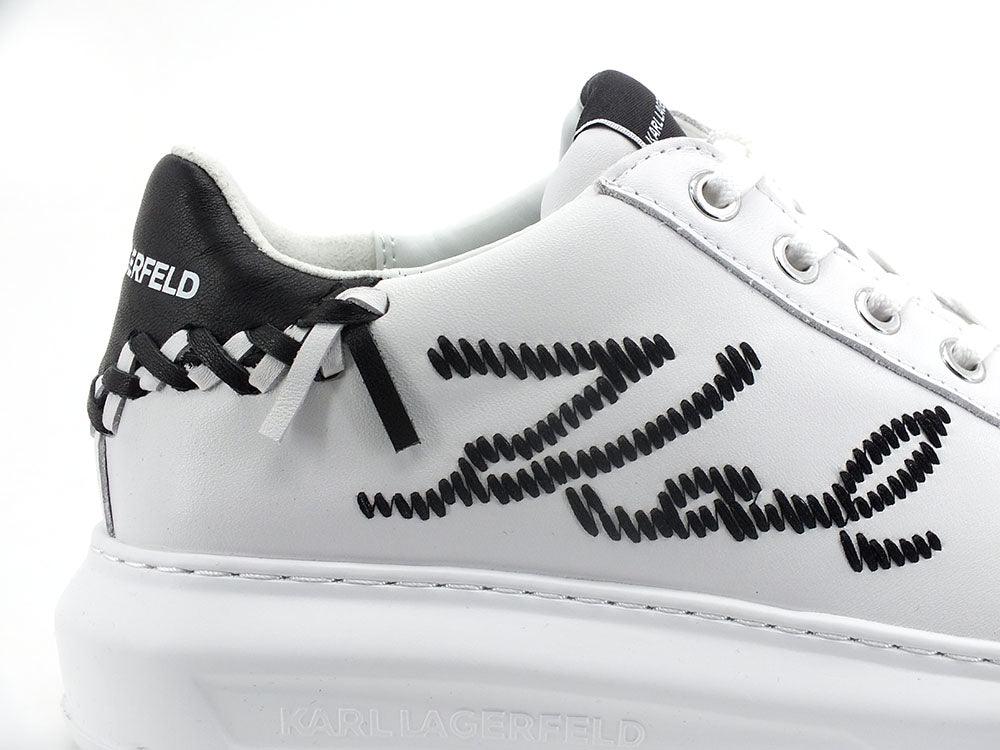 KARL LAGERFELD Kapri Whipstitch Lo Lace Sneaker White Black KL62572 - Sandrini Calzature e Abbigliamento