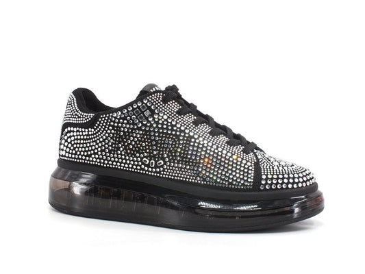 KARL LAGERFELD Karl Kushion Ikonic Sneaker Glitter Black Silver KL62620 - Sandrini Calzature e Abbigliamento