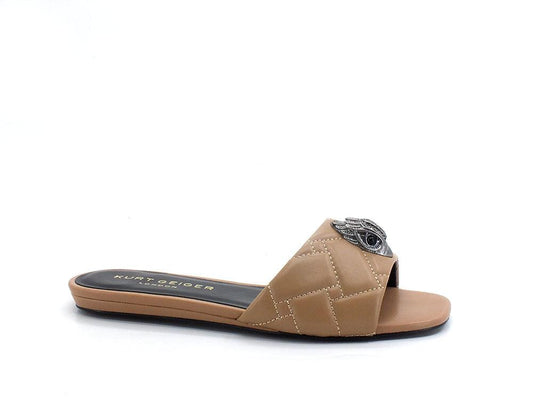 KURT GEIGER Kensington Flat Sandal Ciabatta Fascia Strass Brown Camel 8496148109 - Sandrini Calzature e Abbigliamento
