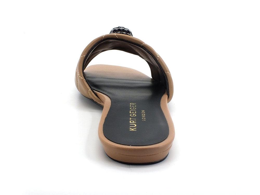 KURT GEIGER Kensington Flat Sandal Ciabatta Fascia Strass Brown Camel 8496148109 - Sandrini Calzature e Abbigliamento
