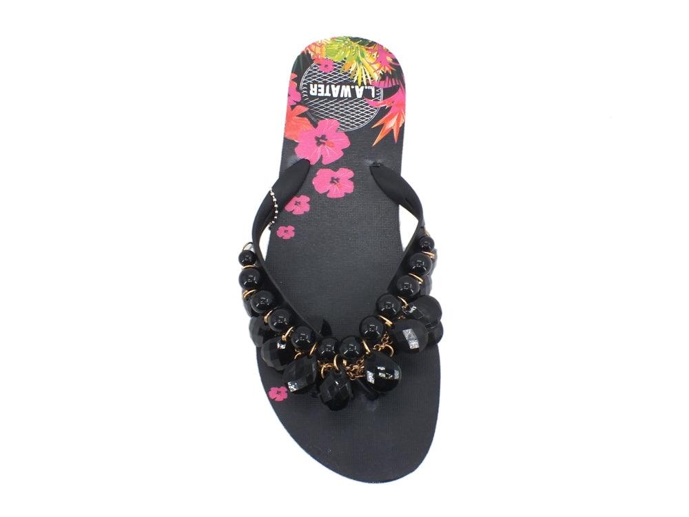 L.A. WATER Flower Infradito Black Multi 02124B - Sandrini Calzature e Abbigliamento