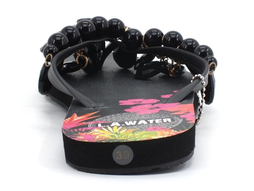 L.A. WATER Flower Infradito Black Multi 02124B - Sandrini Calzature e Abbigliamento