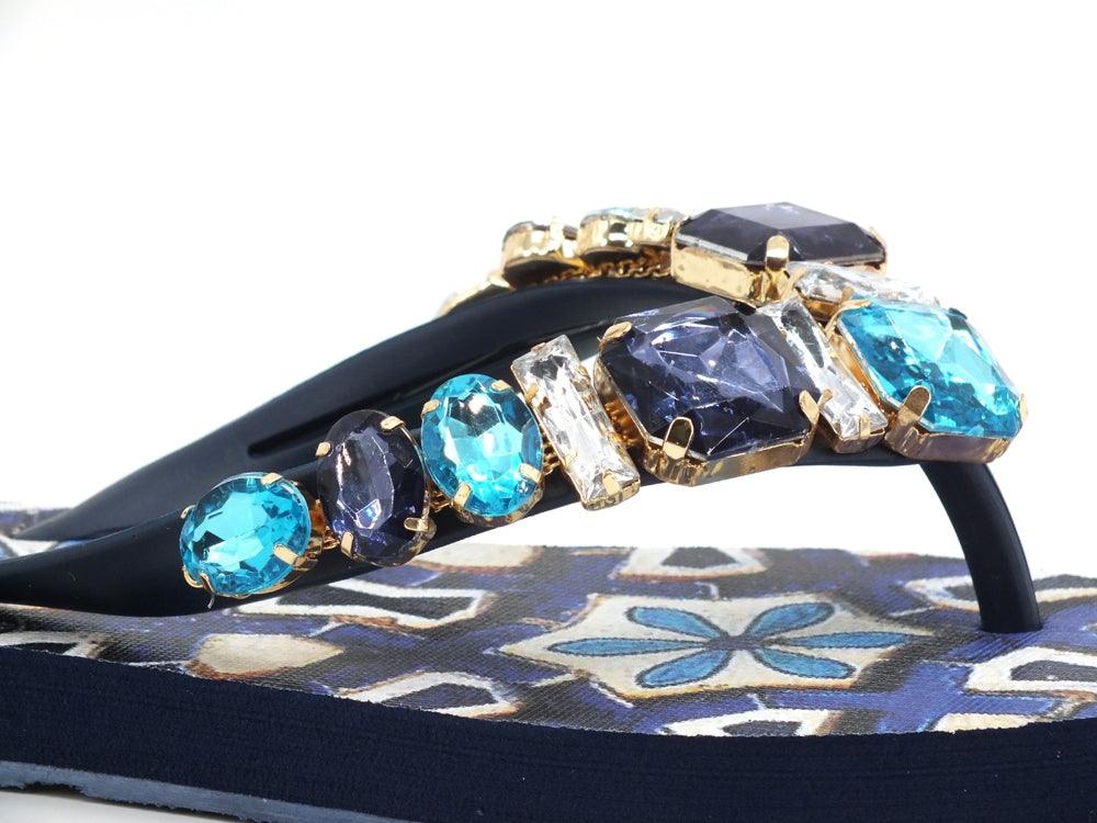 L.A. WATER Majolica Infradito Blue Multi 02122B - Sandrini Calzature e Abbigliamento