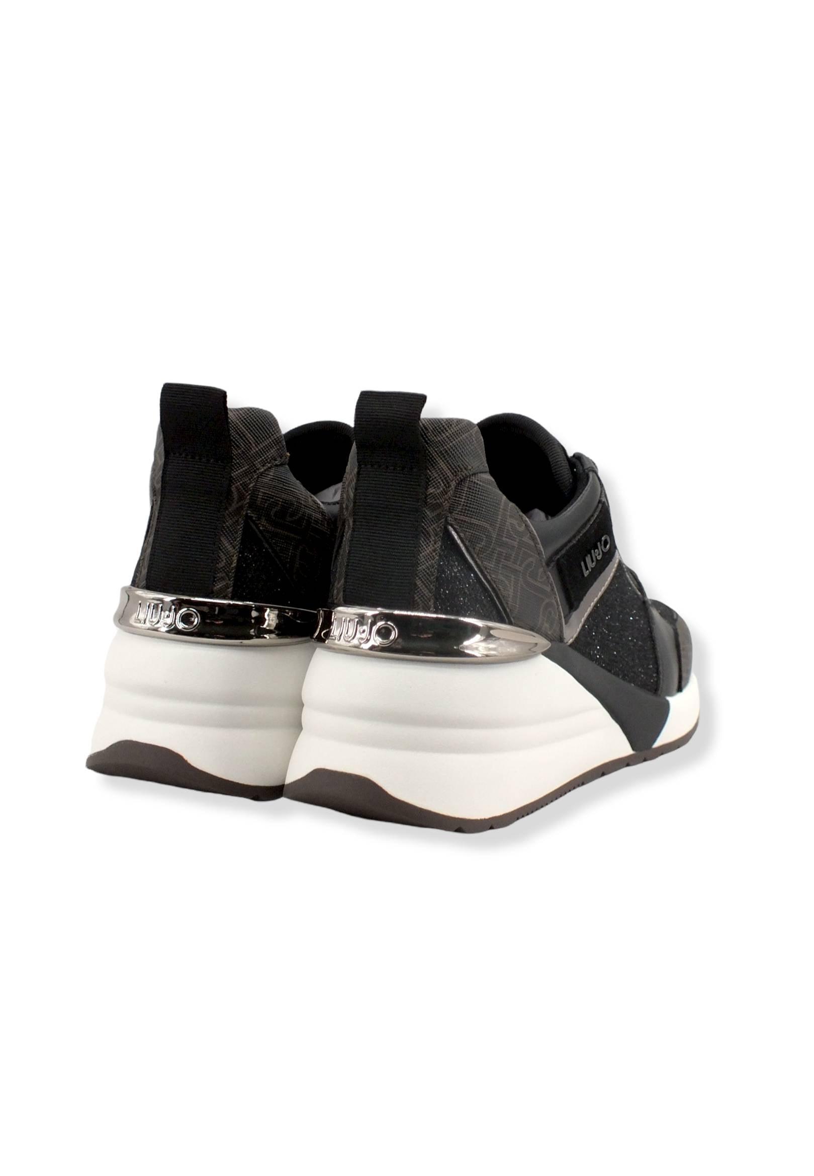 LIU JO Alyssa 01 Sneaker Zeppa Monogram Donna Brown Black BF2027TX250 - Sandrini Calzature e Abbigliamento