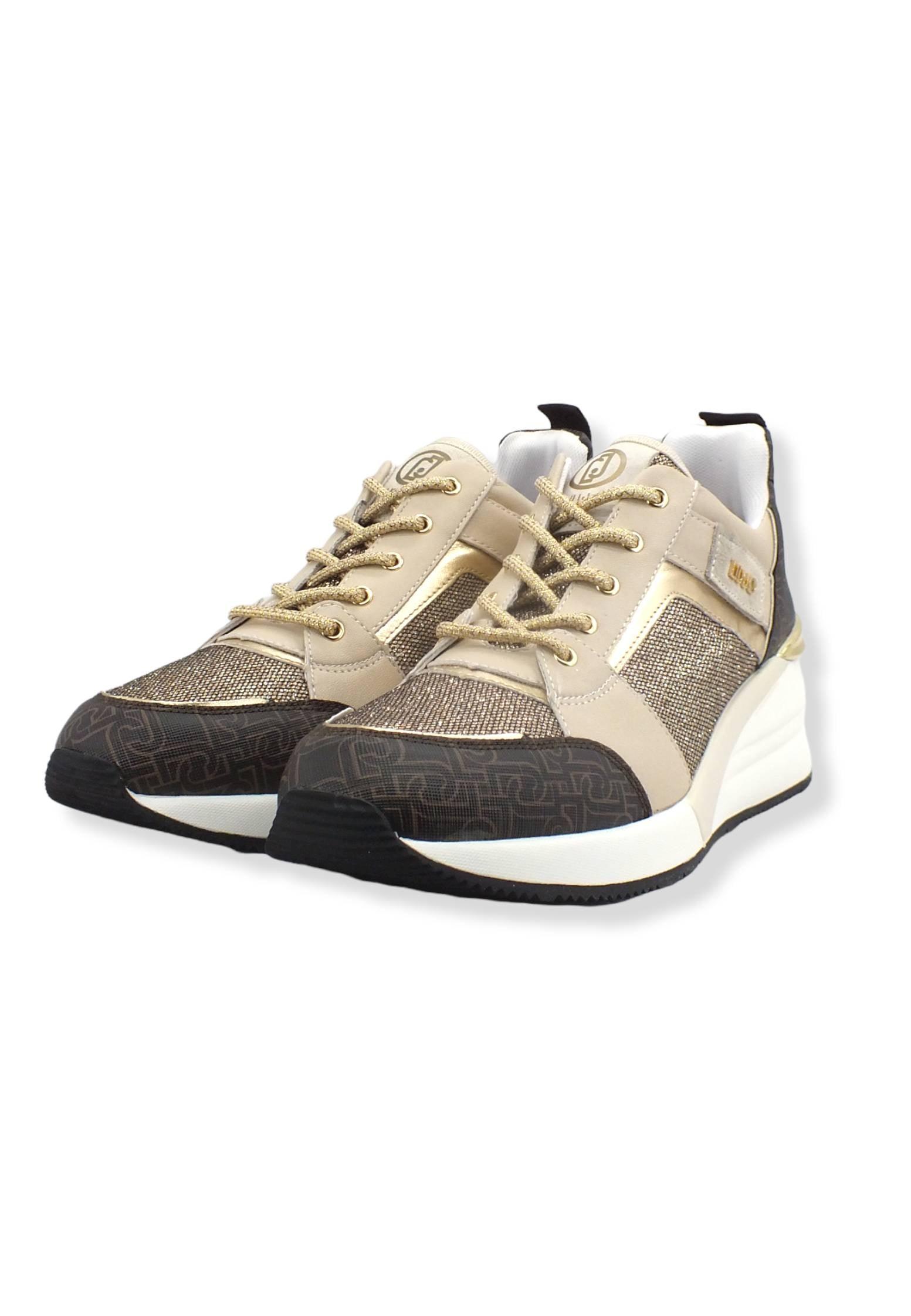 LIU JO Alyssa 01 Sneaker Zeppa Monogram Donna Brown Light BF2027TX250 - Sandrini Calzature e Abbigliamento