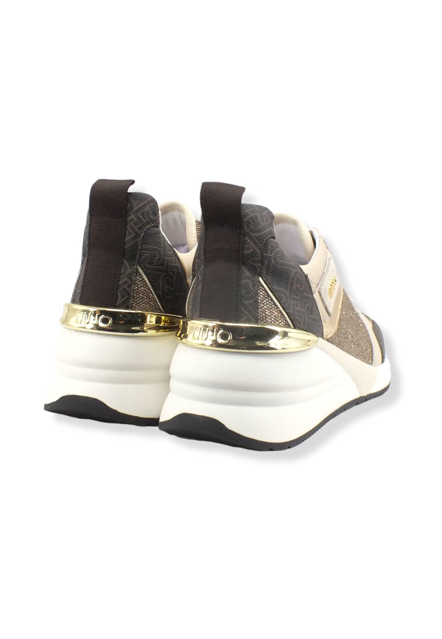 LIU JO Alyssa 01 Sneaker Zeppa Monogram Donna Brown Light BF2027TX250 - Sandrini Calzature e Abbigliamento