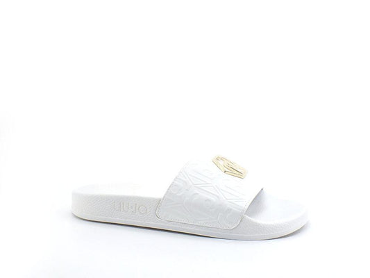 LIU JO Kos 01 Ciabatta Slipper Spreading Logo White BA2173EX098 - Sandrini Calzature e Abbigliamento
