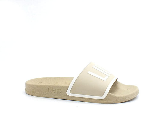 LIU JO Kos 02 Ciabatta Slipper Logo Beige Milk BA2169EX028 - Sandrini Calzature e Abbigliamento