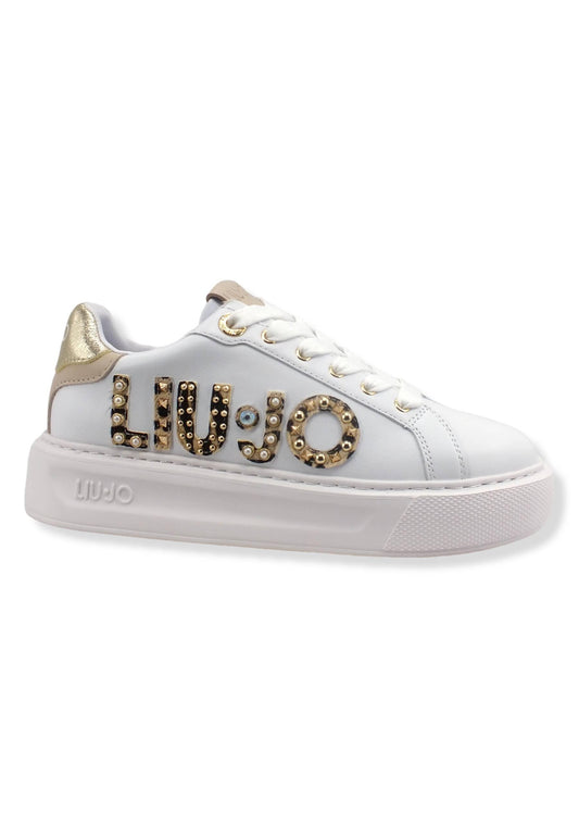 LIU JO Kylie 10 Sneaker Donna White Light Gold BF2123PX100 - Sandrini Calzature e Abbigliamento
