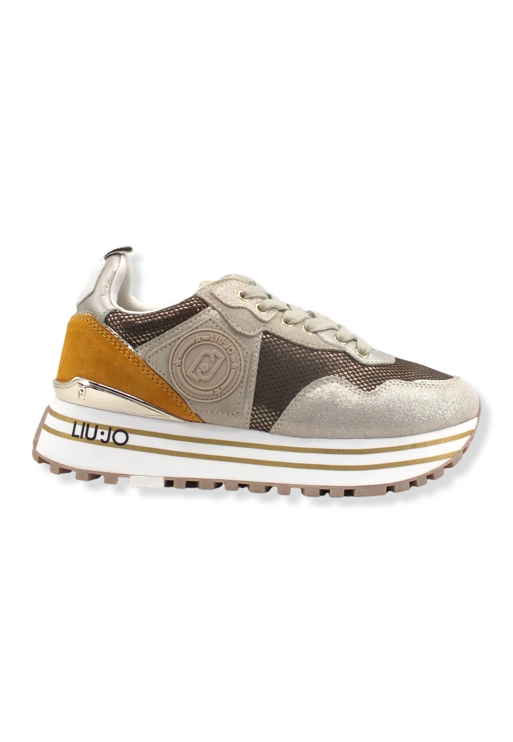 LIU JO Maxi Wonder 01 Glitter Sneaker Donna Light Gold BF2095PX253 - Sandrini Calzature e Abbigliamento