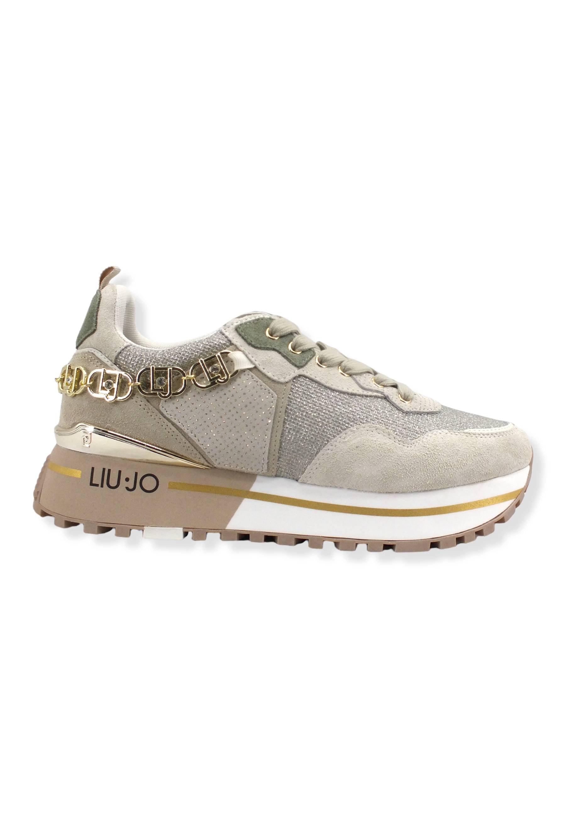 LIU JO Maxi Wonder 01 Glitter Sneaker Donna Rosa Light Gold BF2095PX239 - Sandrini Calzature e Abbigliamento