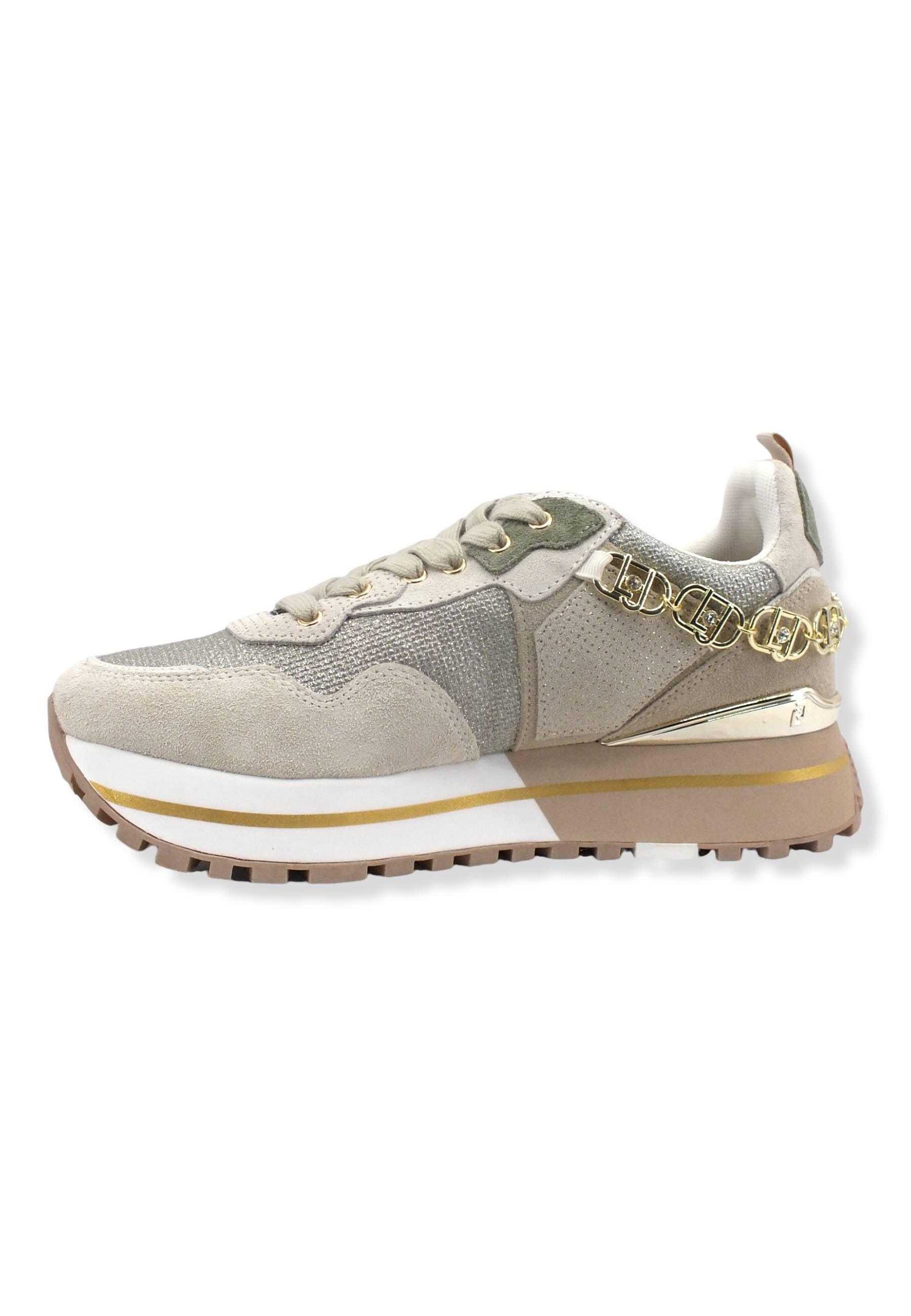 LIU JO Maxi Wonder 01 Glitter Sneaker Donna Rosa Light Gold BF2095PX239 - Sandrini Calzature e Abbigliamento