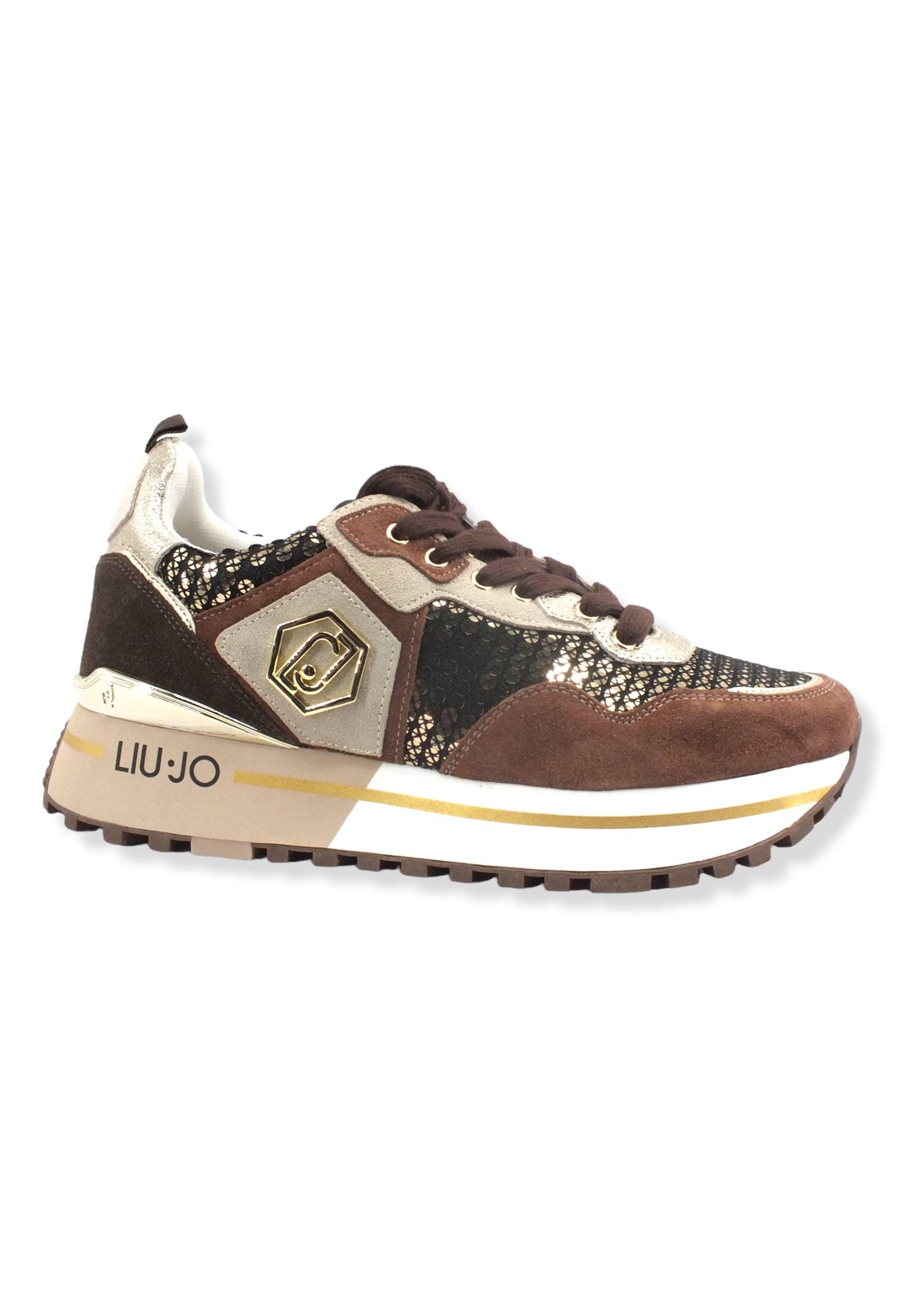 LIU JO Maxi Wonder 01 Paillettes Sneaker Donna Brown BF2095PX242 - Sandrini Calzature e Abbigliamento