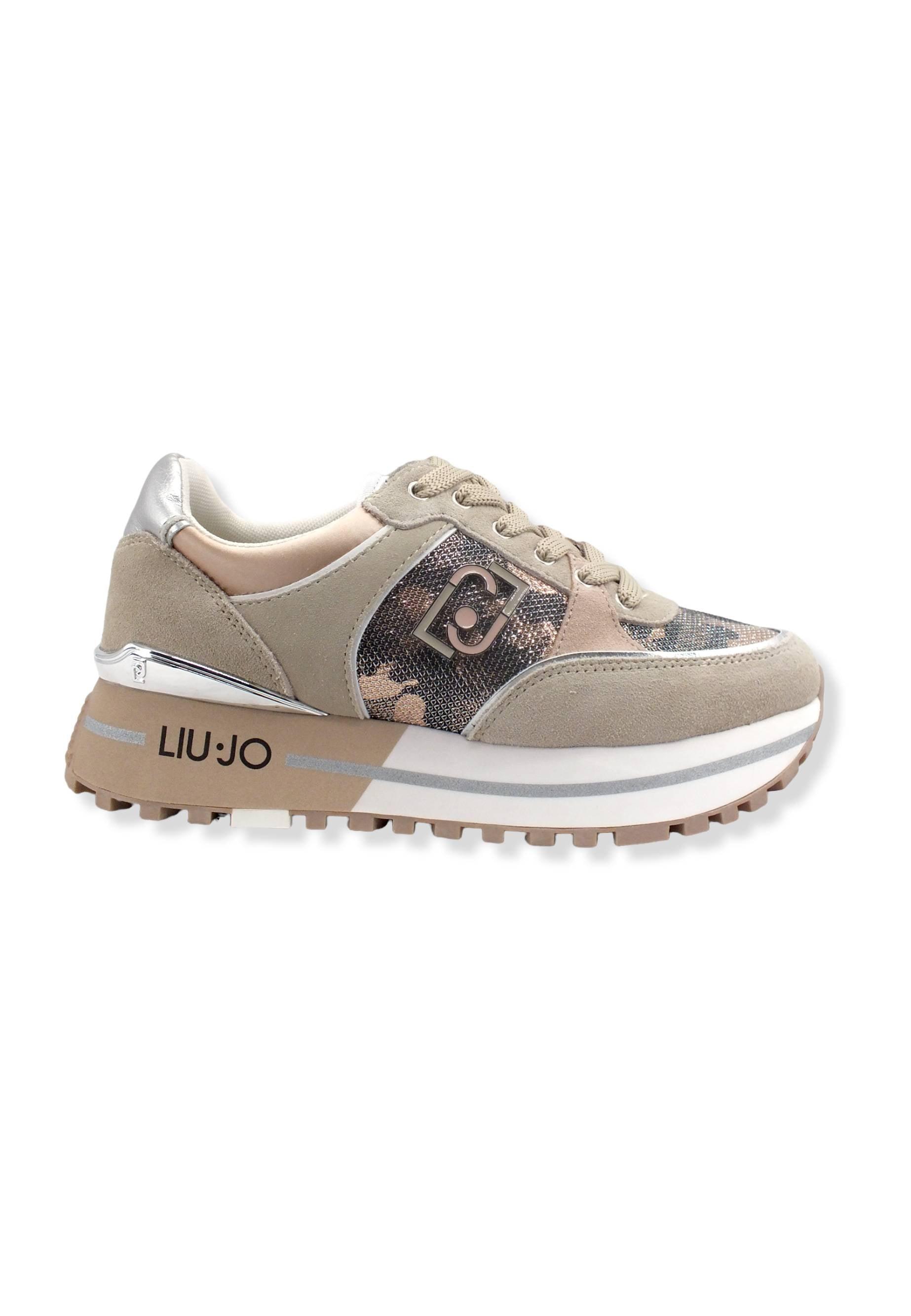 LIU JO Maxi Wonder 20 Sneaker Donna Camouflage Beige Daino Phard BF2097PX255 - Sandrini Calzature e Abbigliamento