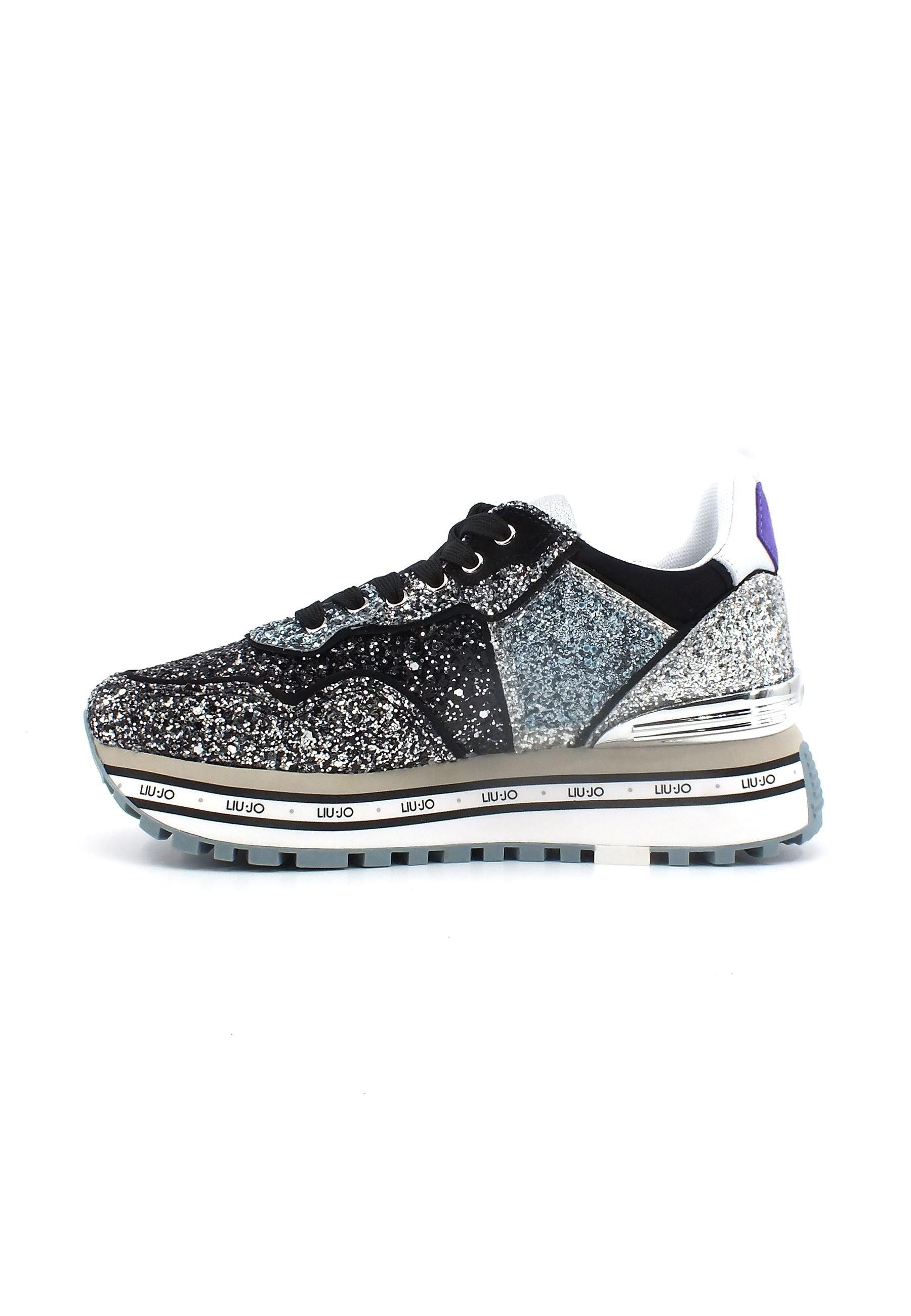 LIU JO Maxi Wonder 24 Sneaker Glitter Silver BA3021EX135 - Sandrini Calzature e Abbigliamento