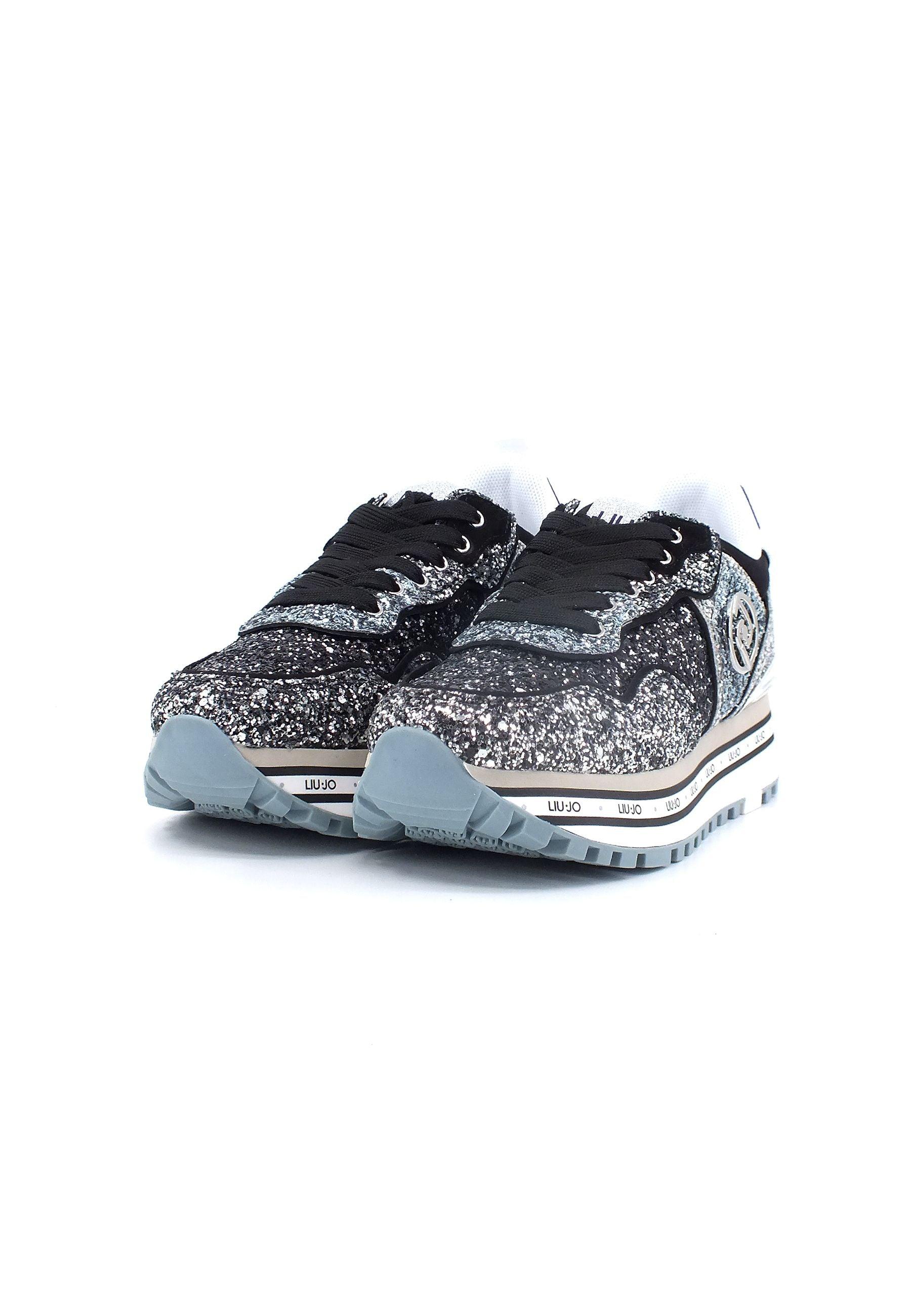 LIU JO Maxi Wonder 24 Sneaker Glitter Silver BA3021EX135 - Sandrini Calzature e Abbigliamento