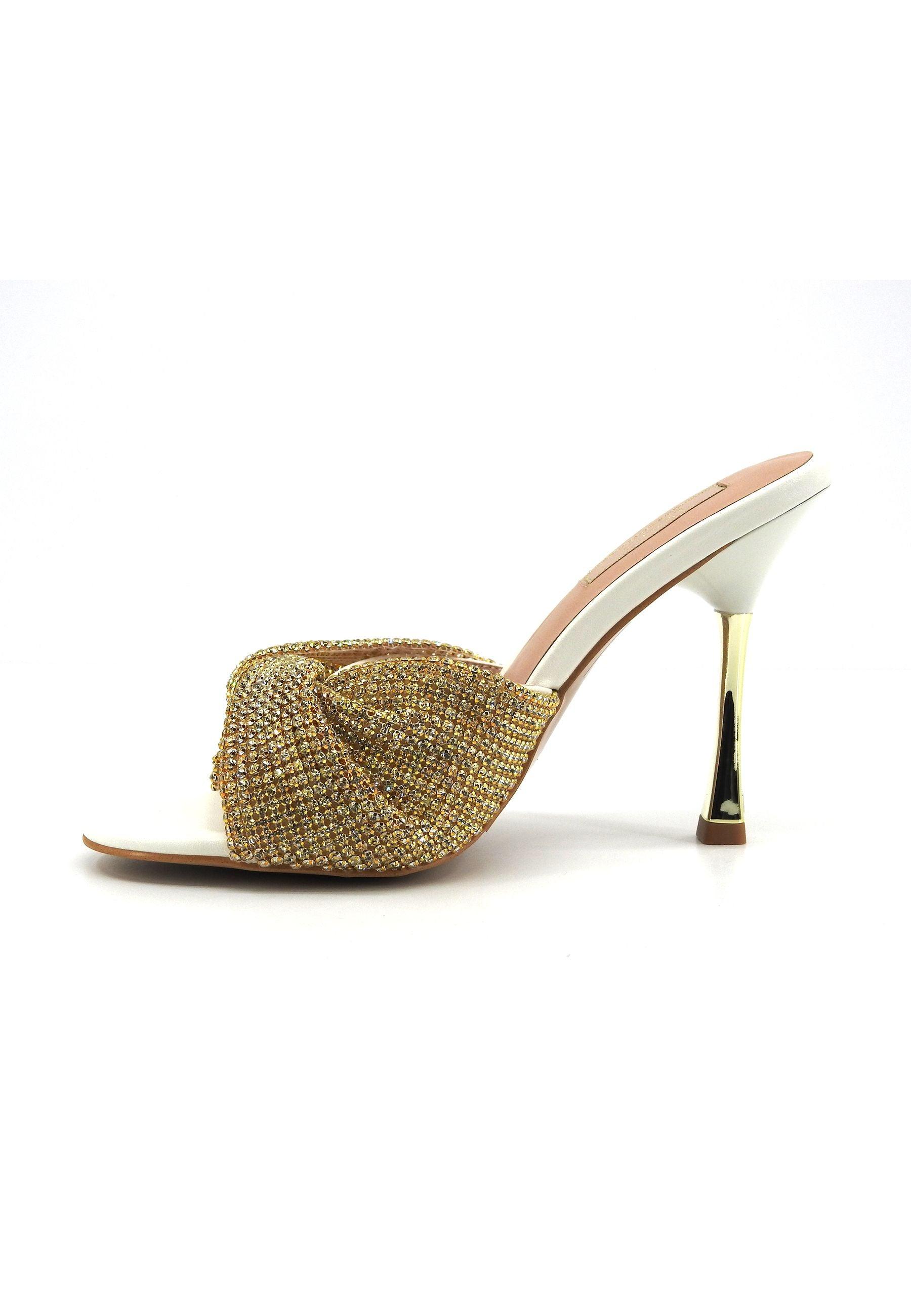 LIU JO Miriam 11 Sandalo Donna White Strass Oro SA4185TX421 - Sandrini Calzature e Abbigliamento
