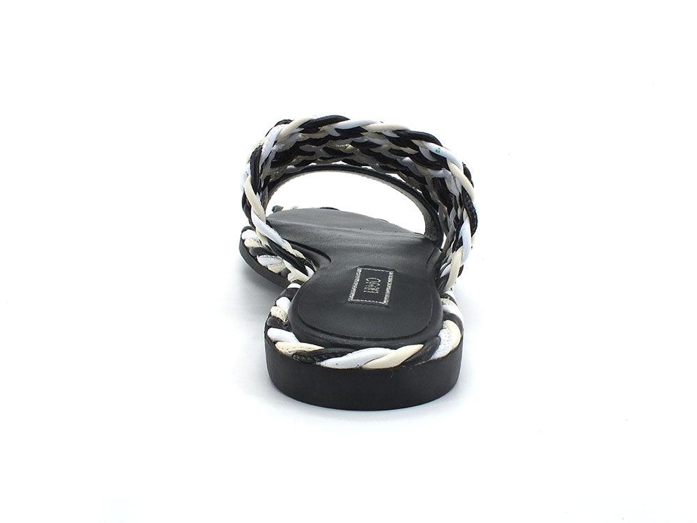 LIU JO Pepita 01 Ciabatta Spreading Intreccio Black White SA2137EX014 - Sandrini Calzature e Abbigliamento
