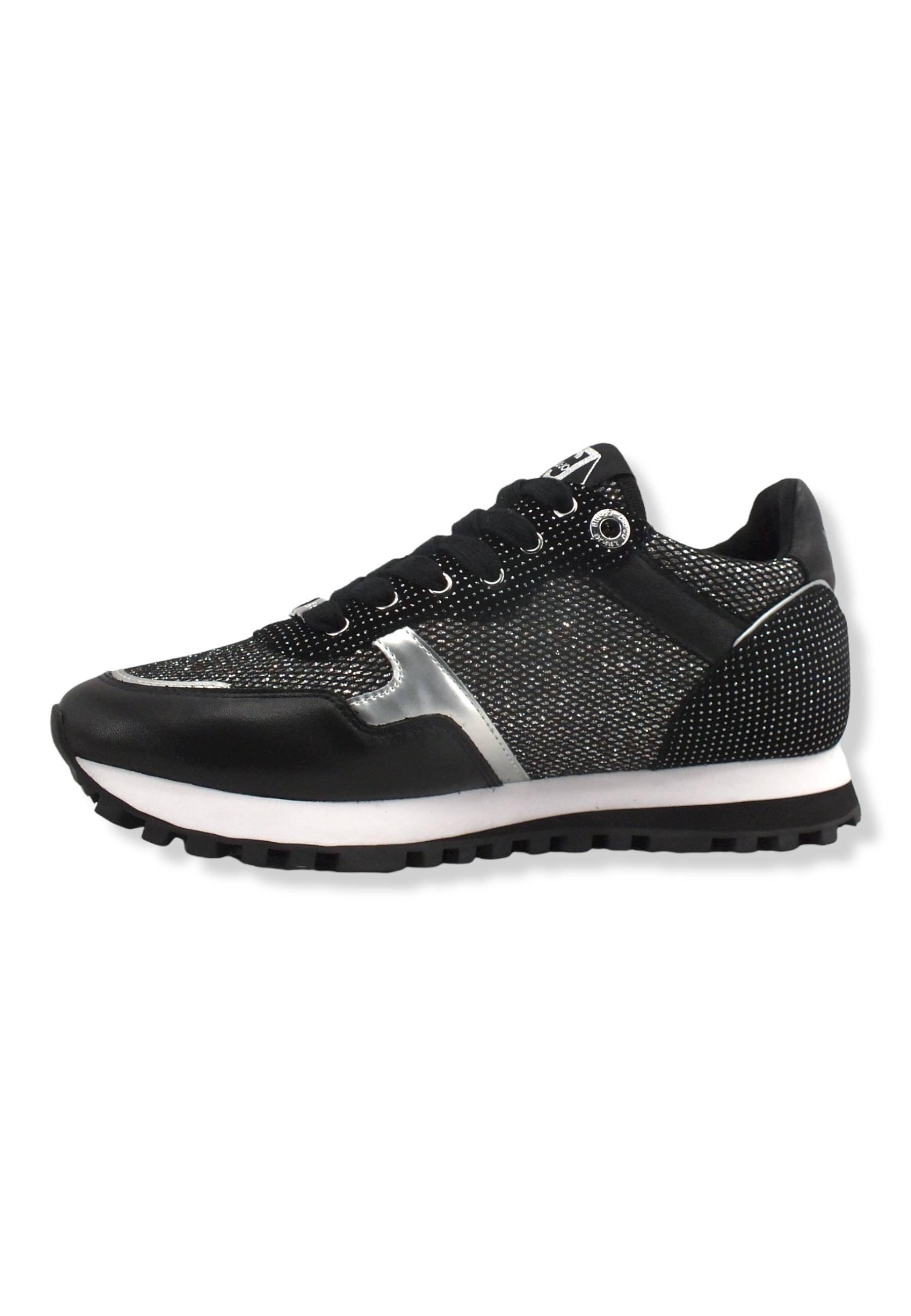 LIU JO Wonder 01 Glitter Sneaker Donna Black Silver BF2061PX239 - Sandrini Calzature e Abbigliamento