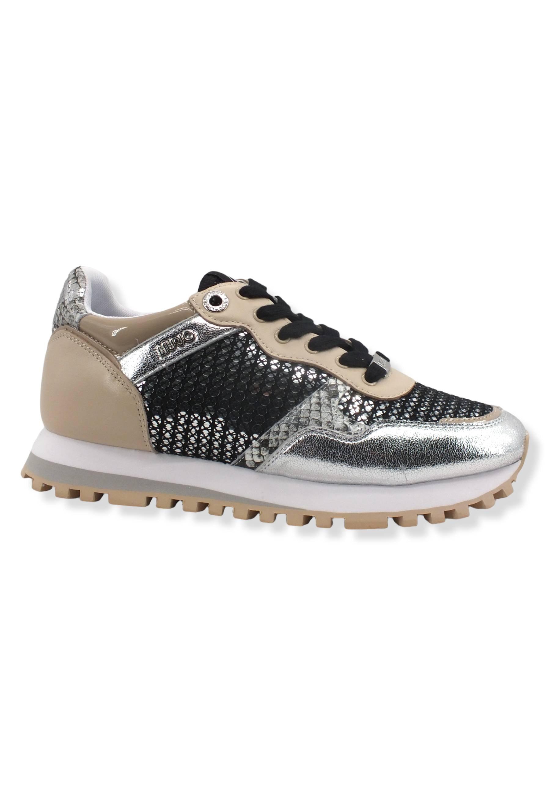 LIU JO Wonder 01 Paillettes Sneaker Donna Silver Nude BF2061TX254 - Sandrini Calzature e Abbigliamento