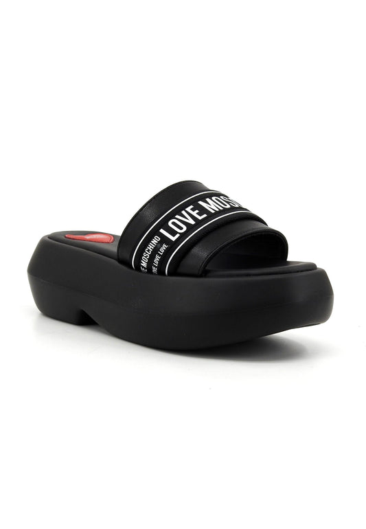 LOVE MOSCHINO Ciabatta Platform Donna Nero Bianco JA28107IOIIX700A - Sandrini Calzature e Abbigliamento