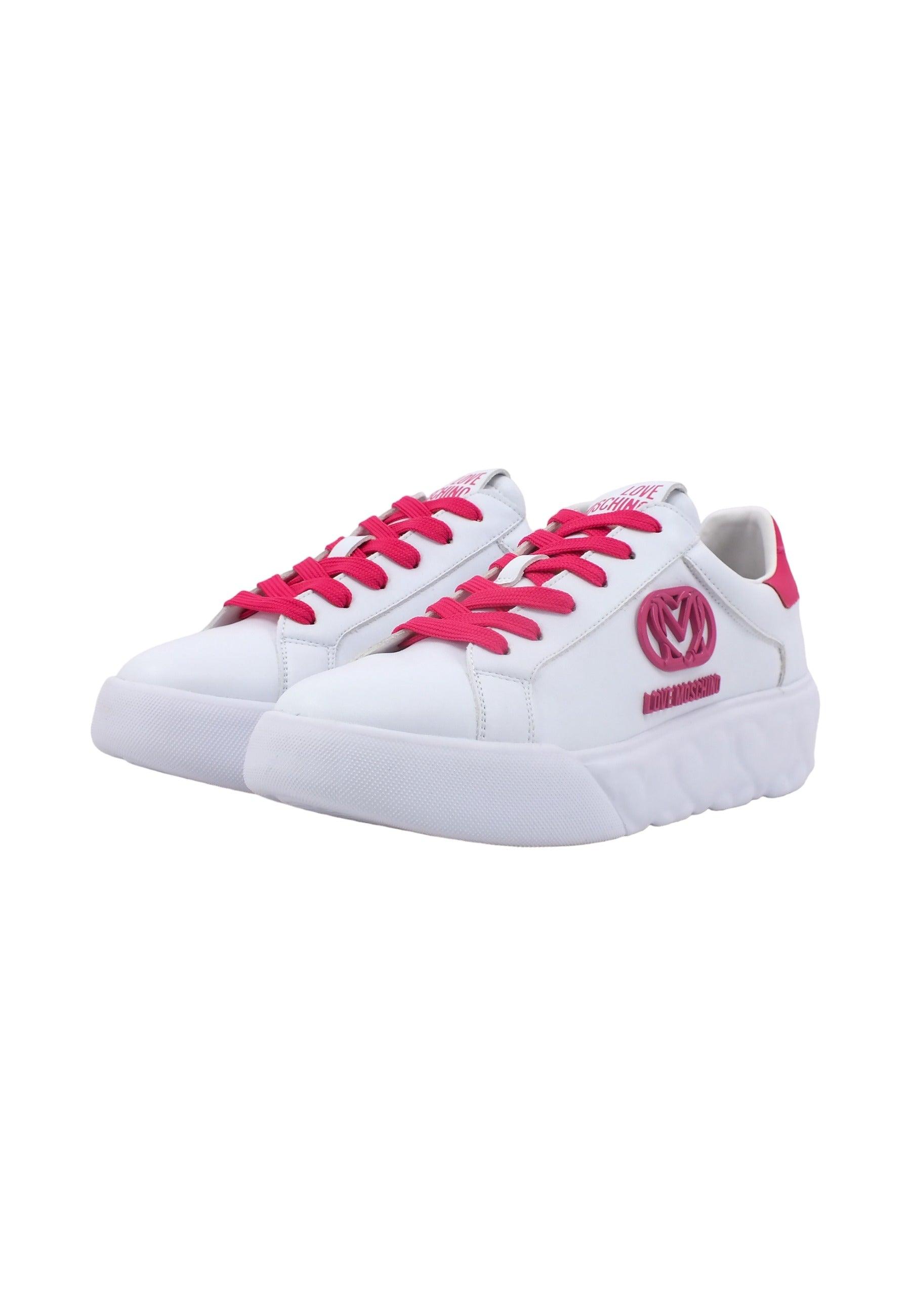 LOVE MOSCHINO Sneaker Cuori Donna Bianco Fuxia JA15914G0HIAJ10F - Sandrini Calzature e Abbigliamento