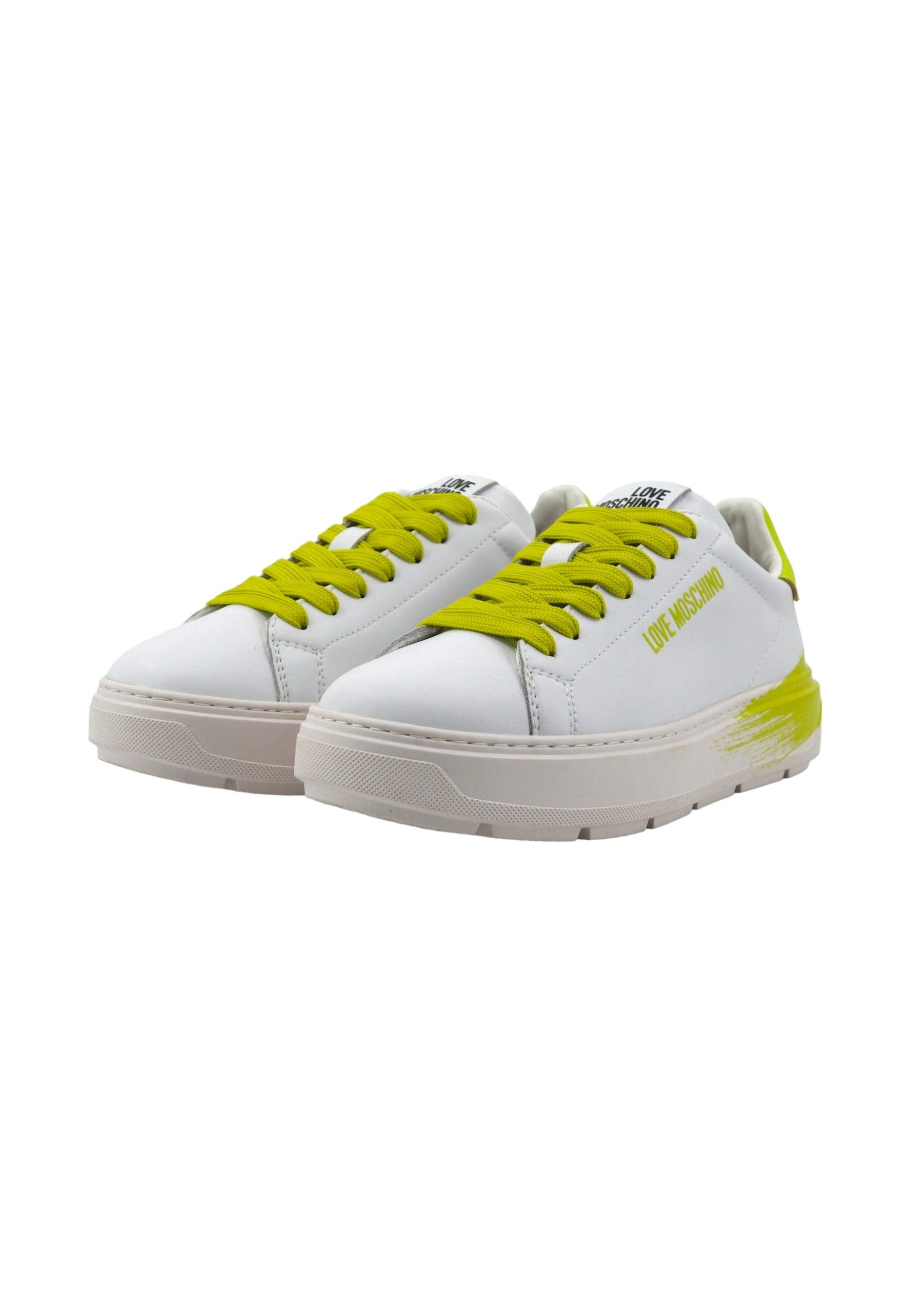 LOVE MOSCHINO Sneaker Donna Bianco Lime JA15254G1IIDB10D - Sandrini Calzature e Abbigliamento