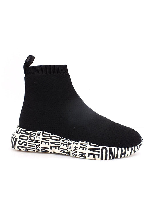LOVE MOSCHINO Sneaker Elastic Sock Donna Nero Bianco JA15453G0FIZ5000 - Sandrini Calzature e Abbigliamento