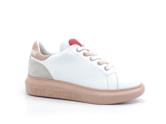 LOVE MOSCHINO Sneaker Platform Cuore Logo Bianco Cipria JA15044G1EIA210B - Sandrini Calzature e Abbigliamento