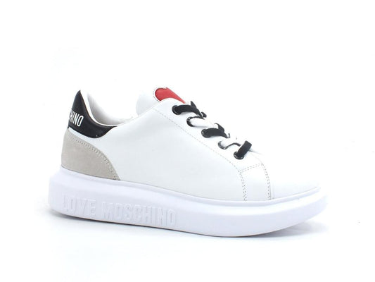 LOVE MOSCHINO Sneaker Platform Cuore Logo Bianco Nero JA15044G1EIA210E - Sandrini Calzature e Abbigliamento