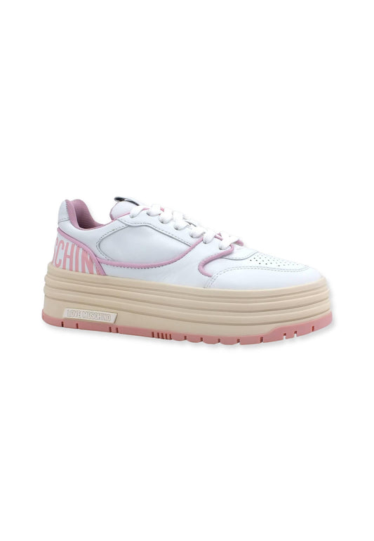LOVE MOSCHINO Sneaker Platform Donna Bianco Rosa JA15426G1GIA010B - Sandrini Calzature e Abbigliamento