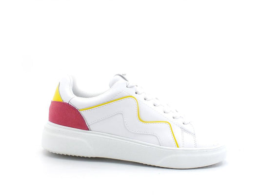 MANILA GRACE Sneaker Pelle Retro Bicolor Bianco Rosa Giallo S603 - Sandrini Calzature e Abbigliamento