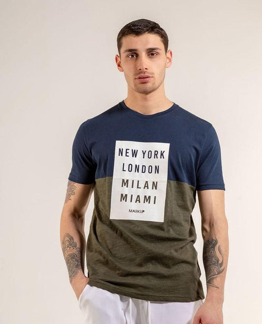 MARKUP T-Shirt Blu Verde MK79139 - Sandrini Calzature e Abbigliamento